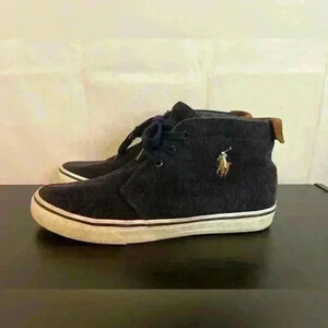 Polo Ralph Lauren Men's Talin Corduroy High Top Sneakers Navy Fabric, Size 10.5D